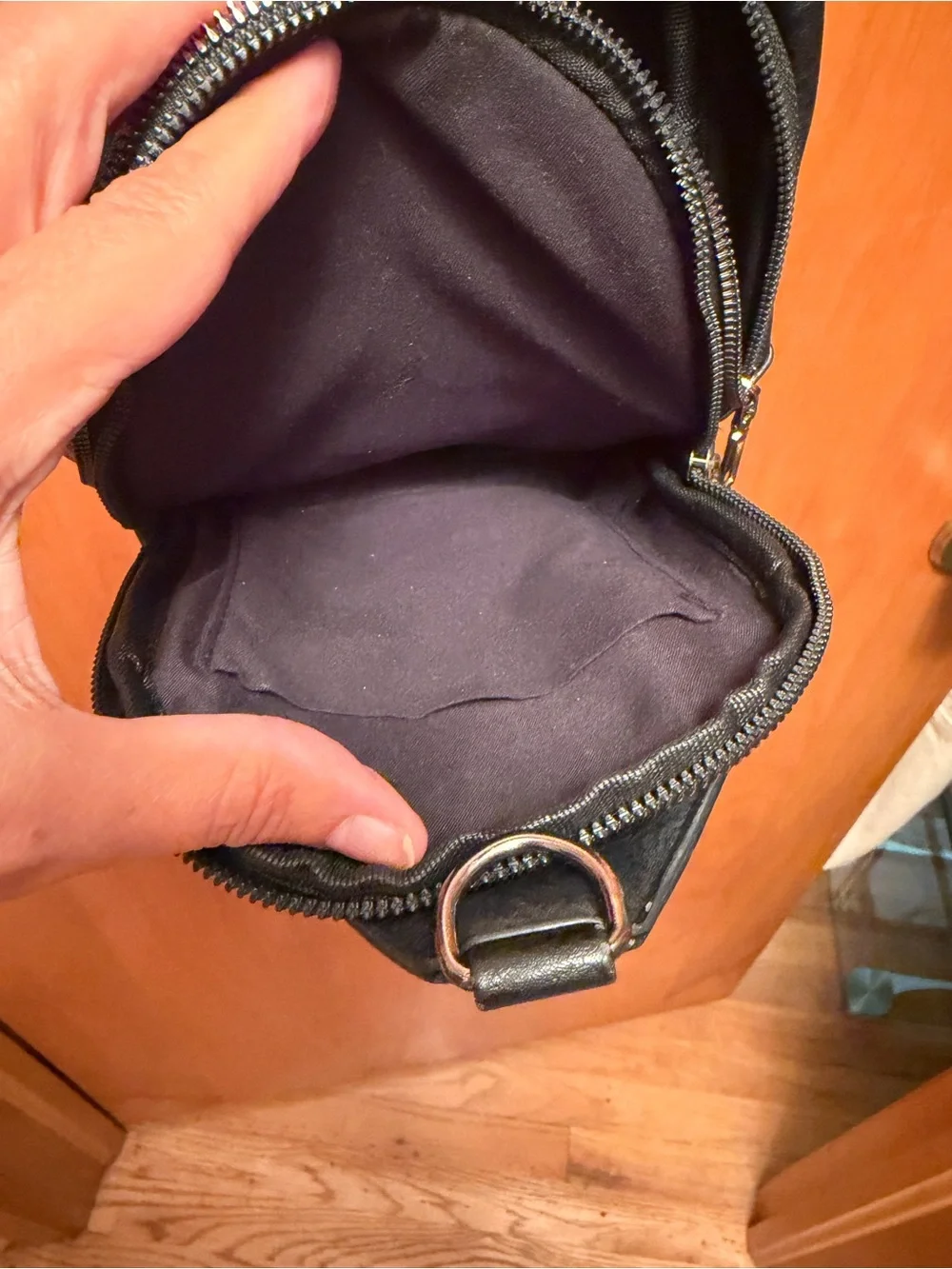 Black Studded Crossbody Sling Bag - Compact Everyday Carry